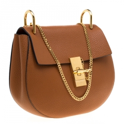 Pre Owned Chloe Caramel Leather Medium Drew Shoulder Bag