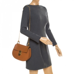 Pre Owned Chloe Caramel Leather Medium Drew Shoulder Bag