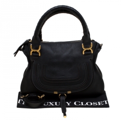 Pre Owned Chloe Black Leather Small Marcie Satchel 