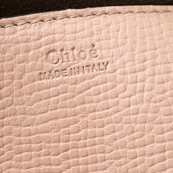 Pre Owned Chloe Peach/Brown Embossed Leather Medium Drew Shoulder Bag