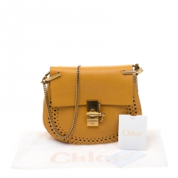 مملوكة مسبقًا Chloe Mustard Leather Medium Drew Shoulder Bag