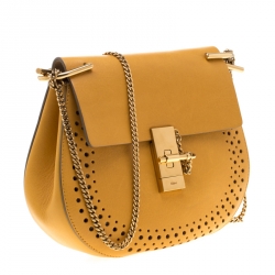 مملوكة مسبقًا Chloe Mustard Leather Medium Drew Shoulder Bag