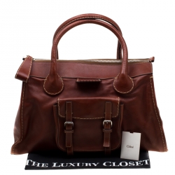 مملوكة مسبقًا حقيبة يد كلوي شوبر اديث جلد بنية