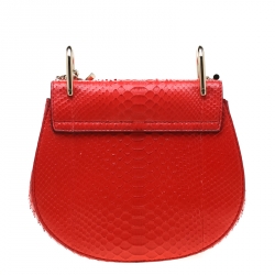 مملوكة مسبقًا حقيبة كتف كلوي درو صغيرة جلد بنية محمرة