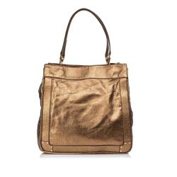 Pre Owned Chloe Brown Metallic Leather Eden Tote Bag