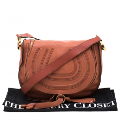 Pre Owned حقيبة كروس كلوي مارسي متوسطة جلد برتقالية محمرة