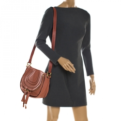 Pre Owned حقيبة كروس كلوي مارسي متوسطة جلد برتقالية محمرة