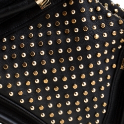 Pre Owned Chloe Black Studded Leather Medium Paraty Military Shoulder Bag 