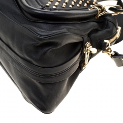 Pre Owned Chloe Black Studded Leather Medium Paraty Military Shoulder Bag 