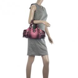 Pre Owned Chloe Pink Gold Python Snakeskin Silverado Satchel