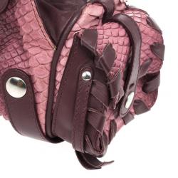 Pre Owned Chloe Pink Gold Python Snakeskin Silverado Satchel