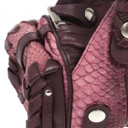 Pre Owned Chloe Pink Gold Python Snakeskin Silverado Satchel