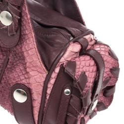 Pre Owned Chloe Pink Gold Python Snakeskin Silverado Satchel