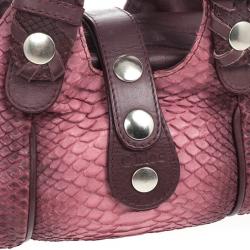 Pre Owned Chloe Pink Gold Python Snakeskin Silverado Satchel