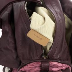 Pre Owned Chloe Pink Gold Python Snakeskin Silverado Satchel