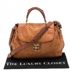 Pre Owned Chloe Tan Python Elsie Top Handle Bag