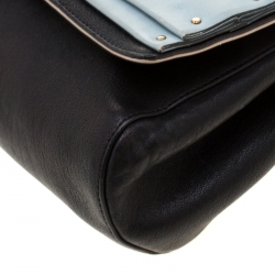 Chloe Black/Sky Blue Leather Small June Bow Shoulder Bag