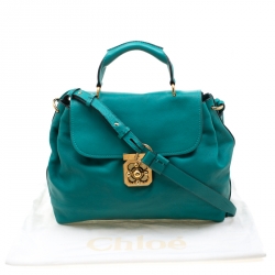 Pre Owned Chloe Persian Green Leather Elsie Satchel Bag