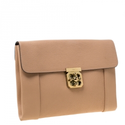 Pre Owned Chloe Beige Leather Elsie Clutch