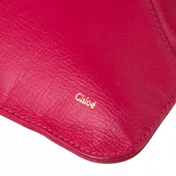 Pre Owned Chloe Magenta Leather Envelope Clutch