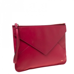 Pre Owned Chloe Magenta Leather Envelope Clutch