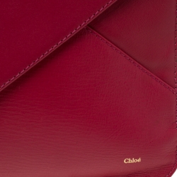 Pre Owned Chloe Magenta Leather Envelope Clutch