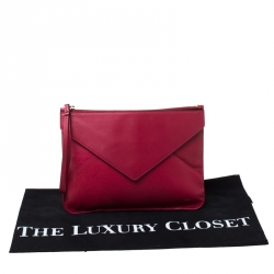 Pre Owned Chloe Magenta Leather Envelope Clutch