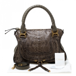 Pre Owned Chloe Olive Green Python Large Marcie Satchel