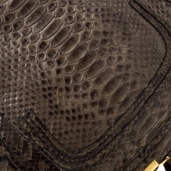 Pre Owned Chloe Olive Green Python Large Marcie Satchel