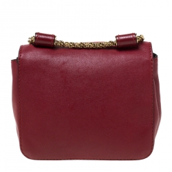Pre Owned Chloe Red Leather Mini Elsie Crossbody Bag