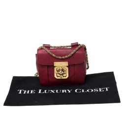 Pre Owned Chloe Red Leather Mini Elsie Crossbody Bag