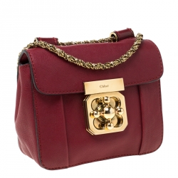 Pre Owned Chloe Red Leather Mini Elsie Crossbody Bag