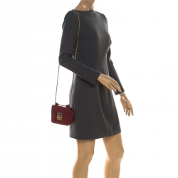 Pre Owned Chloe Red Leather Mini Elsie Crossbody Bag
