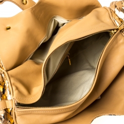 Pre Owned Chloe Gold/Beige Python and Leather Silverado Satchel