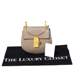 Pre Owned Chloe Grey Leather Mini Drew Shoulder Bag
