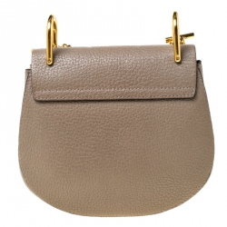 Pre Owned Chloe Grey Leather Mini Drew Shoulder Bag