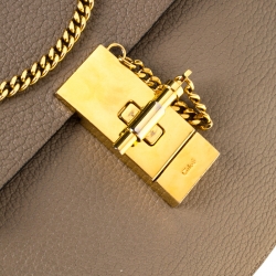 Pre Owned Chloe Grey Leather Mini Drew Shoulder Bag