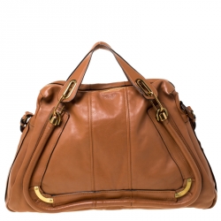 Pre Owned Chloe Brown Leather Large Paraty Shoulder Bag