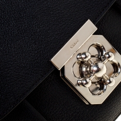 Pre Owned حقيبة كتف كلوي إلسي جلد سوداء صغيرة