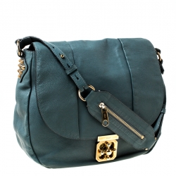 Pre Owned Chloe Ash Blue Leather Elsie Hobo