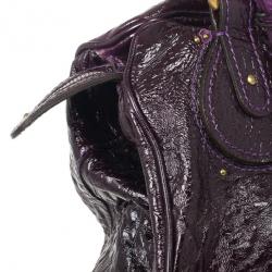 Pre Owned Chloe Dark Purple Leather Paddington Tote