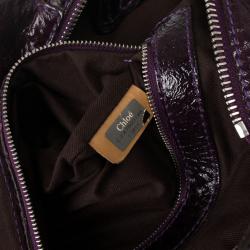 Pre Owned Chloe Dark Purple Leather Paddington Tote