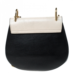 Pre Owned Chloe Black/Off White Leather Medium Drew Shoulder Bag