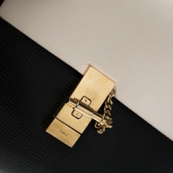 Pre Owned Chloe Black/Off White Leather Medium Drew Shoulder Bag