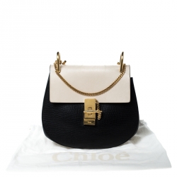 Pre Owned Chloe Black/Off White Leather Medium Drew Shoulder Bag