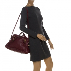 Pre Owned حقيبة كتف كلوي باراتي جلد عنابية متوسطة