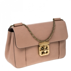 Pre Owned Chloe Beige Leather Medium Elsie Shoulder Bag