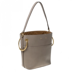Pre Owned Chloe Grey Leather and Canvas Roy Bucket Bag