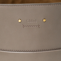 Pre Owned Chloe Grey Leather and Canvas Roy Bucket Bag