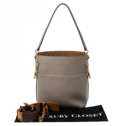 Pre Owned Chloe Grey Leather and Canvas Roy Bucket Bag